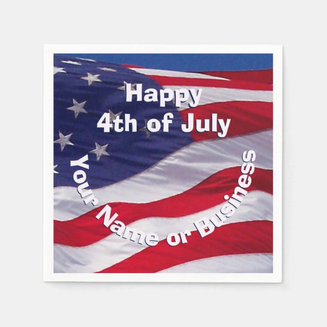 Patriotic US Flag Custom Napkin (Front)