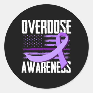Patriotic Us Flag Drug Overdose Opioid Overdose Aw Classic Round Sticker