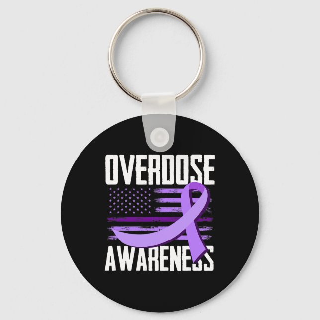 Patriotic US Flag Drug Overdose Opioid Overdose Aw Key Ring (Front)