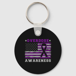 Patriotic US Flag Drug Overdose Opioid Overdose Aw Key Ring