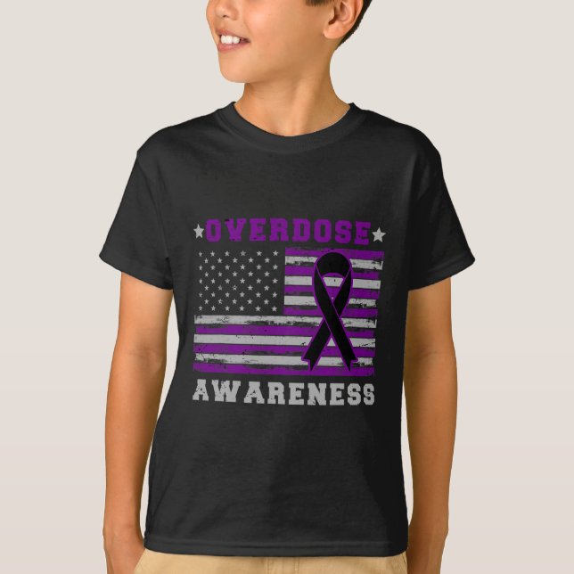 Patriotic US Flag Drug Overdose Opioid Overdose Aw T-Shirt (Front)