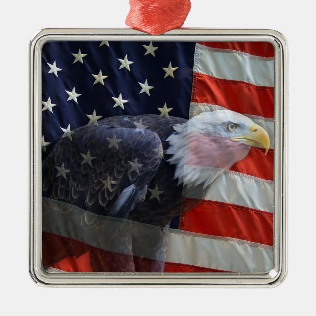 Patriotic US Flag Eagle Ornament (Front)