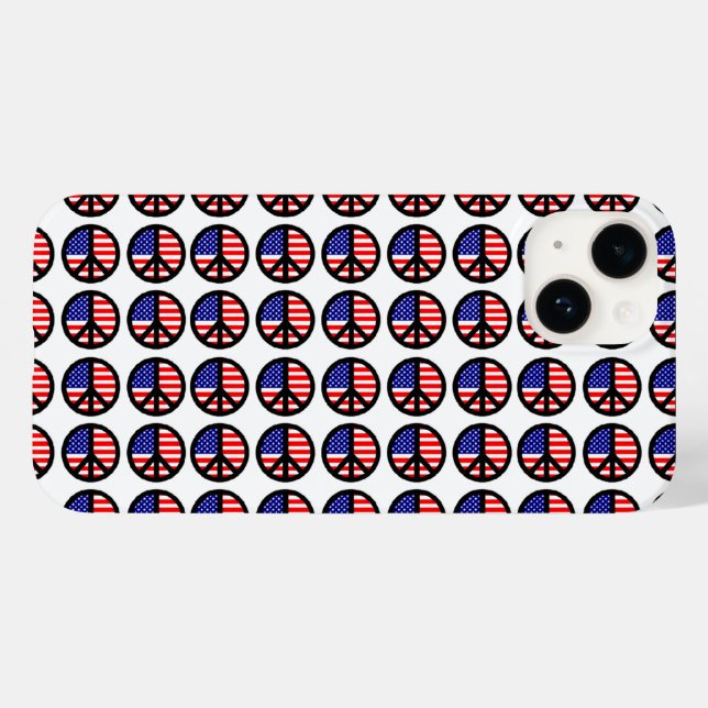 Patriotic US Flag Peace Sign Dots Case-Mate iPhone Case (Back (Horizontal))