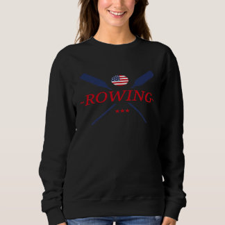 Patriotic US Flag Rowing Oar Crew Rowing Premium Sweatshirt