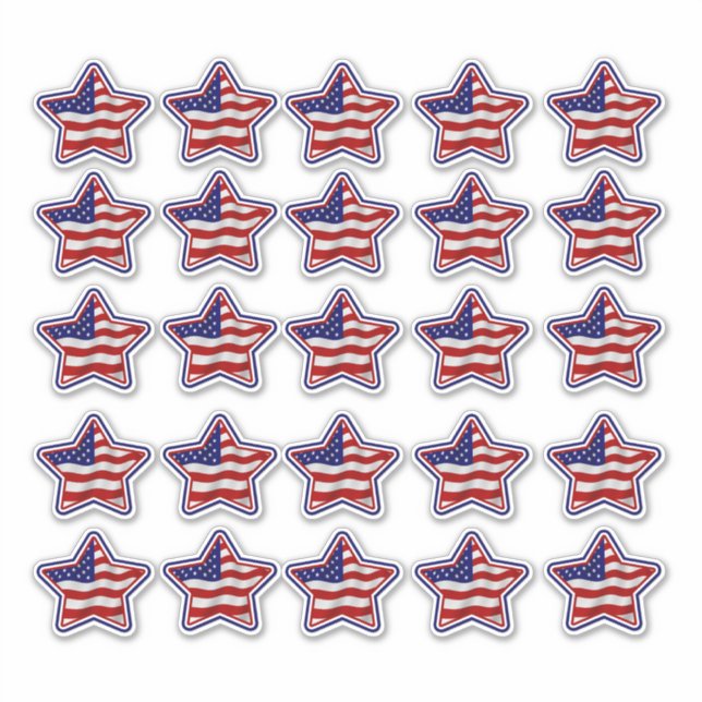 Patriotic US Flag Star Shaped Vinyl Stickers (Front)