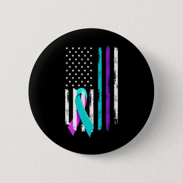 Patriotic Us Flag Support Suicide Prevention Aware 6 Cm Round Badge (Front)
