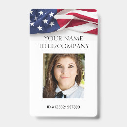PATRIOTIC US flag Template Employee Photo Name ID Badge