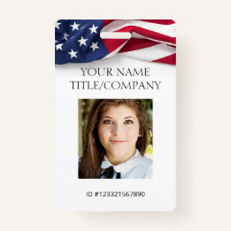PATRIOTIC US flag Template Employee Photo Name ID  ID Badge