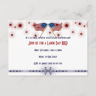 Patriotic US Flags and Stars Labour Day Invitation