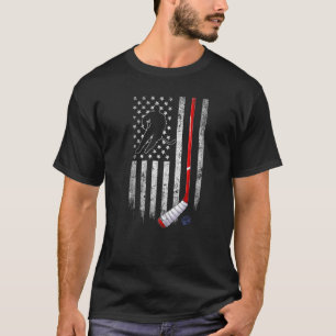Patriotic US Hockey American Flag Sport Men Kids T-Shirt