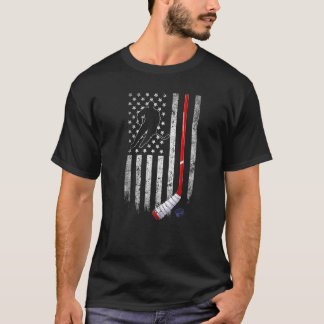 Patriotic US Hockey American Flag Sport Men Kids T-Shirt