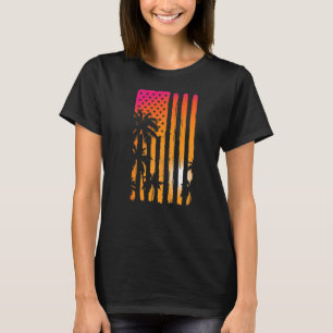 Patriotic Us Men Women American Flag Sunset Beach T-Shirt