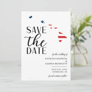 Patriotic US State of Hawaii Destination Wedding Save The Date