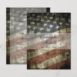Patriotic US Vintage American Flag Wedding Invitation