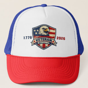 Patriotic USA 250th Anniversary Veteran Strong Trucker Hat