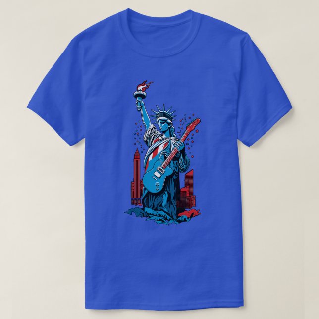 Patriotic USA 4th of July Guitarist Concert Festiv T-Shirt (Design Front)