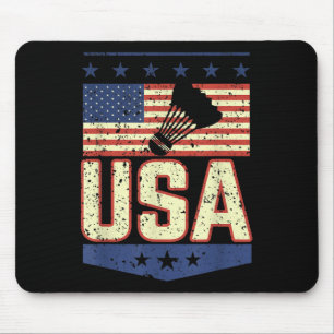 Patriotic Usa American Flag Badminton Player - Bir Mouse Pad