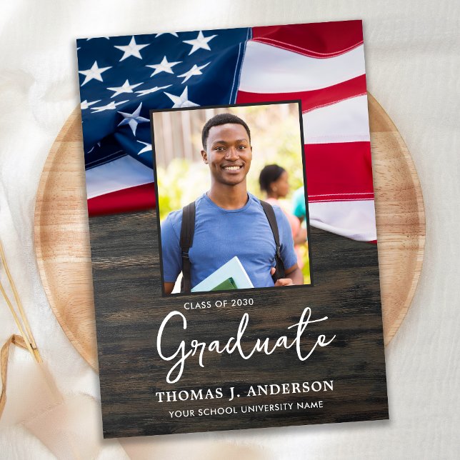 Patriotic USA American Flag Military Graduation Invitation (Creator Uploaded)