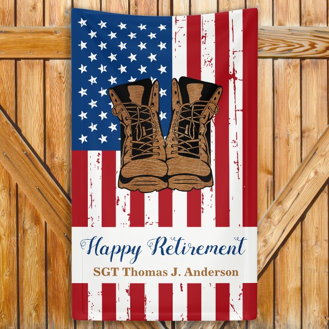 Patriotic USA American Flag Military Retirement  Banner (Creator Uploaded)