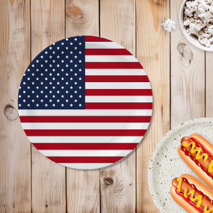 Patriotic USA American Flag Paper Plate