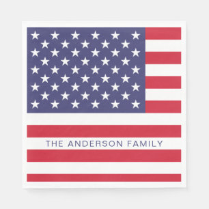Patriotic USA American Flag Personalised Napkin