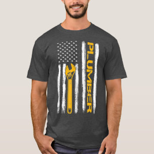 Patriotic USA American Flag Plumber Men Women T-Shirt