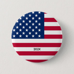 Patriotic USA American Flag Red White and Blue 6 Cm Round Badge