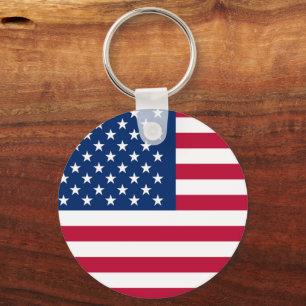 Patriotic USA American Flag Red White and Blue Key Ring