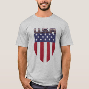 Patriotic USA American Flag Shield T-Shirt