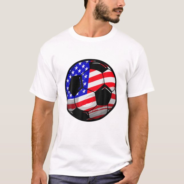 Patriotic USA American Flag Soccer 4Th Of July Fam T-Shirt (Front)