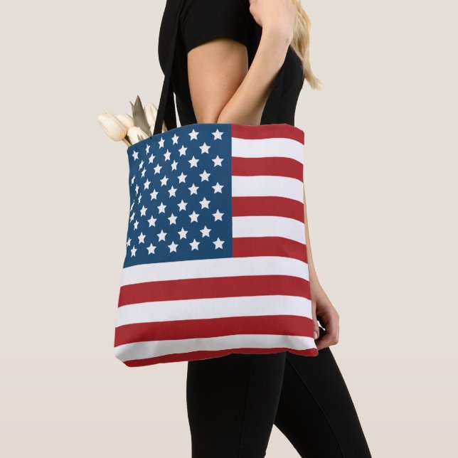 Patriotic USA and UK Flags Tote Bag (Close Up)