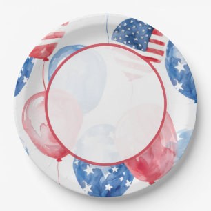 Patriotic USA Balloons Paper Plate