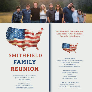Patriotic USA Barbecue Picnic Family Reunion Invitation
