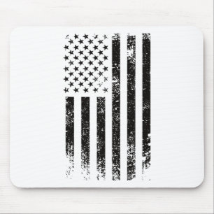 Patriotic Usa Black American Flag Distressed Grung Mouse Pad
