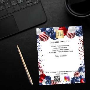 Patriotic USA business logo qr code instagram Flyer