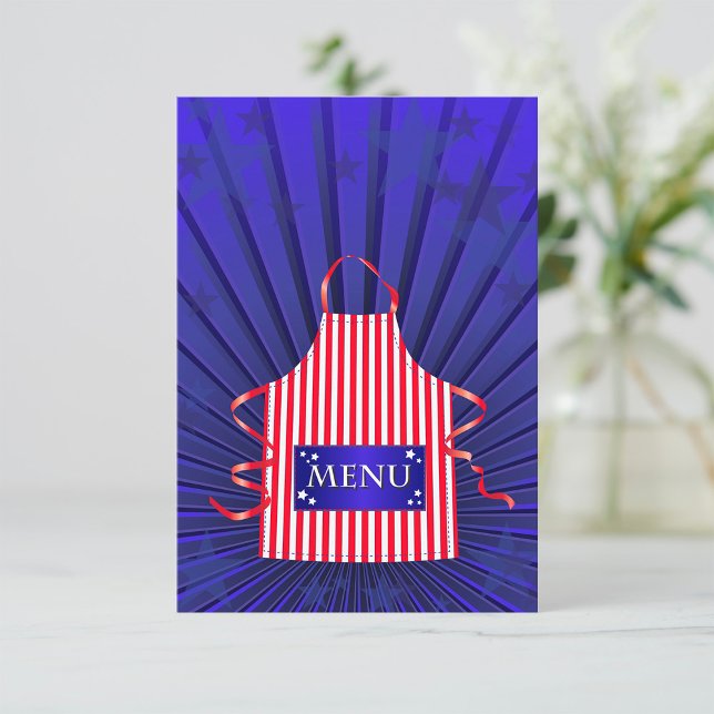 Patriotic USA Chef Red White Blue BBQ Cooking  Invitation (Creator Uploaded)