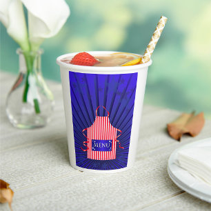 Patriotic USA Chef Red White Blue BBQ Cooking  Paper Cups
