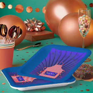 Patriotic USA Chef Red White Blue BBQ Cooking  Paper Plate