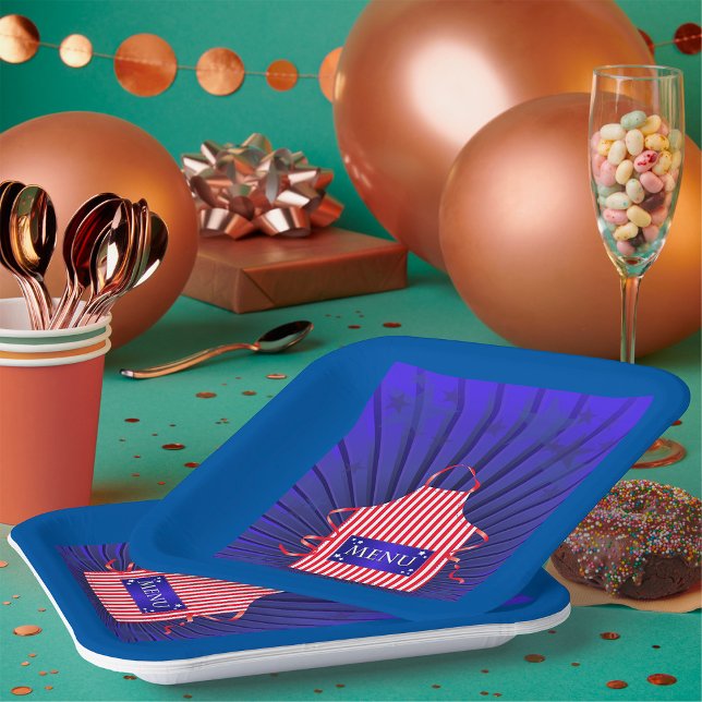 Patriotic USA Chef Red White Blue BBQ Cooking  Paper Plate (Creator Uploaded)