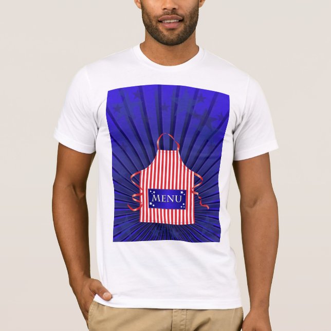 Patriotic USA Chef Red White Blue BBQ Cooking  T-Shirt (Front)