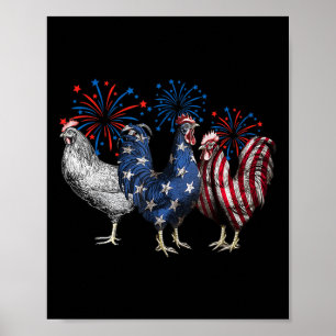 Patriotic Usa Chicken Usa American Flag Funny 4th Poster