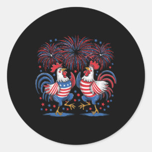 Patriotic Usa Chicken Usa Flag 4th Of July Men Wom Classic Round Sticker