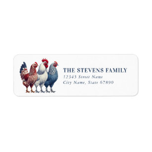 Patriotic USA Chickens Return Address Labels
