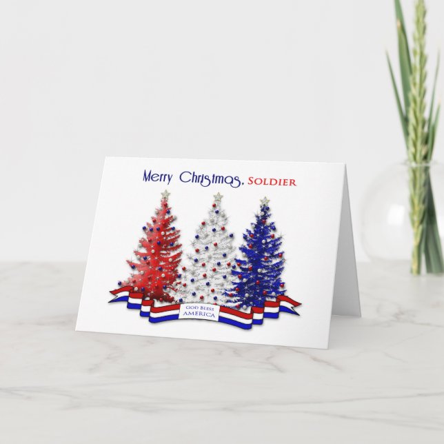 PATRIOTIC USA CHRISTMAS , Military, SOLDIER - ARMY Holiday Card (Front)