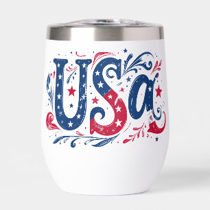 Patriotic USA custom font with accents, happy 4th