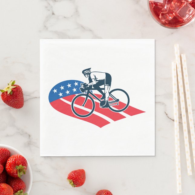 Patriotic USA Cycling American Flag Bike Rider  Napkin (Creator Uploaded)