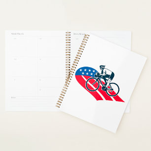Patriotic USA Cycling American Flag Bike Rider  Planner