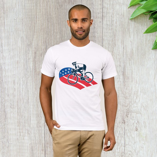 Patriotic USA Cycling American Flag Bike Rider  T-Shirt (Creator Uploaded)