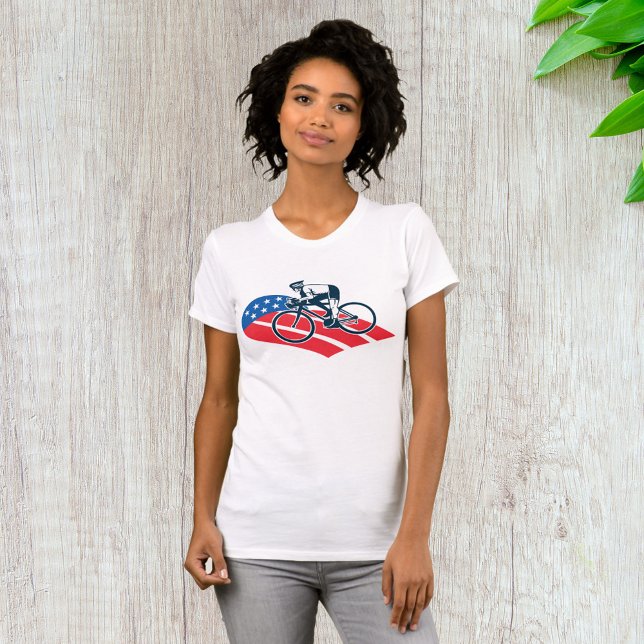 Patriotic USA Cycling American Flag Bike Rider  T-Shirt (Creator Uploaded)