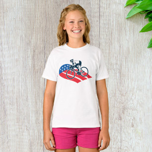 Patriotic USA Cycling American Flag Bike Rider  T-Shirt